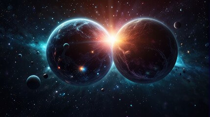 Wall Mural - A universe with realistically dazzling and fascinating planets