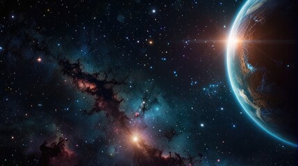 Wall Mural - A universe with realistically dazzling and fascinating planets