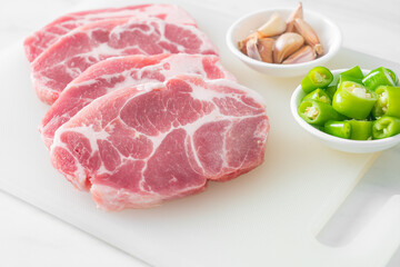 Canvas Print - fresh pork neck raw or collar pork