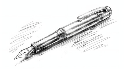 Poster - a line drawing of an old fountain pen, white background