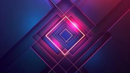Poster - Abstract neon diamond shapes with vibrant lights - A digital illustration featuring diamond-shaped neon lights against a geometric background with a futuristic vibe