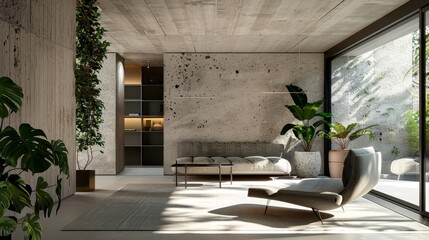 Wall Mural - Modern Interior Design of a Living Room - Contemporary living room design with minimalist furniture and natural light