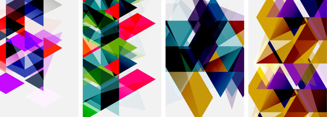 Poster - Colorful bright triangles with various colors and transparencies. Vector illustration For Wallpaper, Banner, Background, Card, Book Illustration, landing page