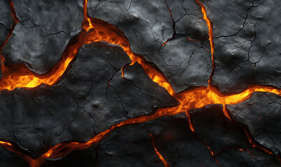 Wall Mural - abstract background of extinct lava with red gaps.