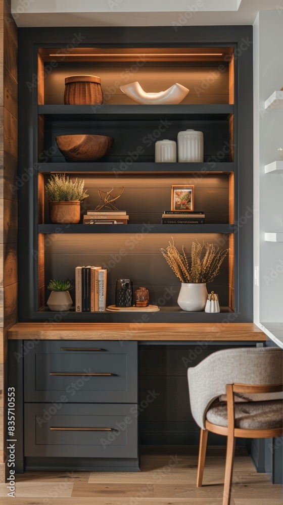 An elegant illustration of custom storage solutions in a modern home ...