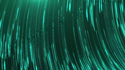 Wall Mural - cyan glowing bending lines flowing on dark background. big data, technology modern backdrop