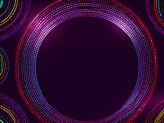 Wall Mural - abstract neon mosaic Glowing circular mosaic of circles on the purple red background