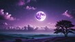 © QasimAli - Purple gradient mystical moonlight sky with clouds and stars phone background wallpaper