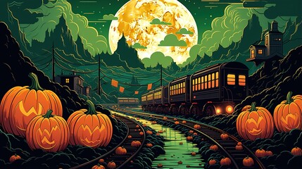 Poster - halloween background with pumpkins