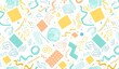 © Cloudspit - Abstract background, colorful shapes and patterns with white backgrounds, minimalist line drawings, simple lines, hand drawn doodles, yellow orange teal green red palette, white dots, line work