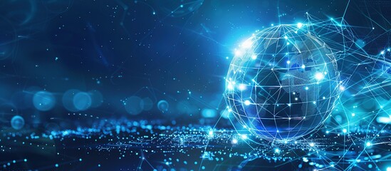 Aufkleber - Abstract global infinity computer technology concept business background. Earth model on blue background.