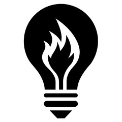 Fire flame lamp with light bulb silhouette vector illustration