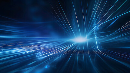 Wall Mural - beautiful abstract futuristic dark background with with many lines neon blue glow. ai generated.