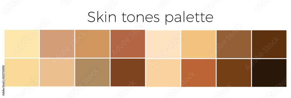 Skin color palette. Human skin tone colors set Stock Vector | Adobe Stock