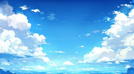 Wall Mural -  Five blue skies, each adorned with white clouds