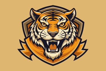 Sticker - tiger face logo vector illustration