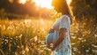 © Annamorphosis - A woman is standing in a field of flowers, with the sun shining on her