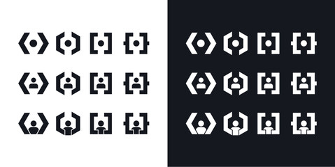 Exclusive Amazing Vector Abstract Unique, code human, developer website logo, can be used in various media easily, set, editable
