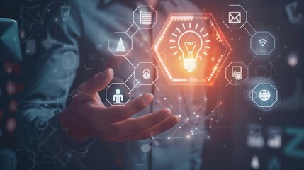 Poster - Explore cuttingedge technology solutions using holographic visualization for strategic business decisions. Emphasizing innovation, these solutions enable growth and modern business concepts