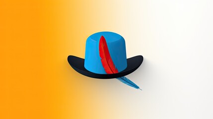 Wall Mural - A minimalist graphic of a Bavarian hat with a colorful feather, a symbol of Oktoberfest attire