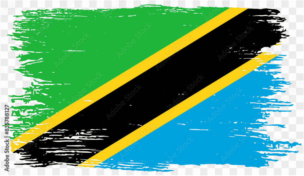 Tanzania flag brush paint textured isolated on png or transparent ...
