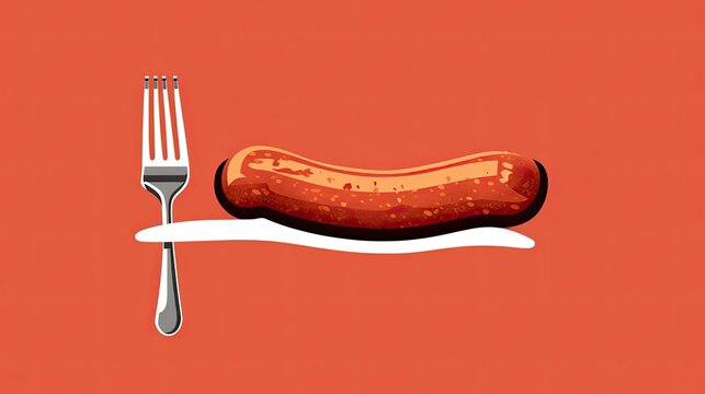 A simple graphic of a sausage on a fork, representing the food enjoyed at Oktoberfest
