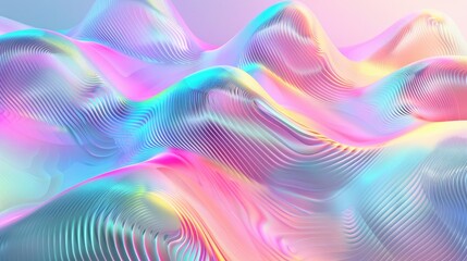 Leinwandbilder - Vibrant holographic neon backdrop with pastel colored psychedelic abstract waves