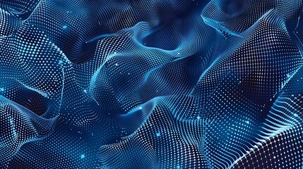Wall Mural - abstract blue halftone pattern, intricately designed with geometric elements.