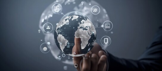 Aufkleber - Cuttingedge tech enables global connectivity, enhancing digital communication, data sharing worldwide, promoting seamless interactions, futuristic innovations, hightech solutions