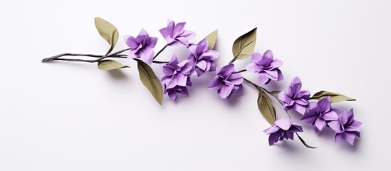 Wall Mural - Origami flowers on a plain white background with copy space image.