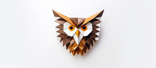 Wall Mural - An elegant origami owl placed against a clean white backdrop, offering perfect copy space image.