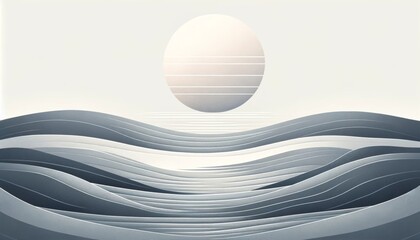 Fototapete - The image is named Abstract Wave Background with Spheres and Gold Reflections