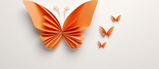 Wall Mural - Origami heart crafted from paper against a black backdrop with copy space image.