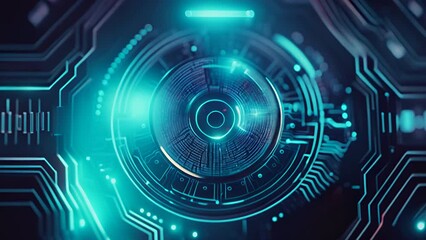 Leinwandbilder - Animated padlock with fingerprint icon on cyber security network technology background.