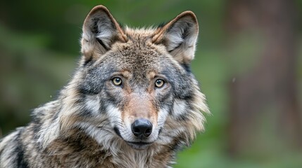 Grey Wolf Canis lupus Portrait. captive animal. Generative Ai