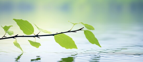 Canvas Print - Abstract artistic image of a ship in a lake with a natural, dreamy border, creating a tranquil scene with copy space image potential.