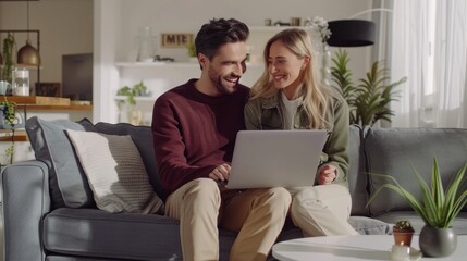 Canvas Print - A couple doing online work.