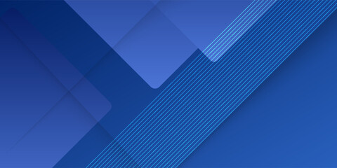 abstract blue geometric banner background with overlapping diagonal layers.