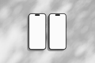Wall Mural - top view on the two iphone mobile phones with blank screen