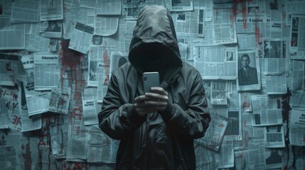 The hooded figure with smartphone