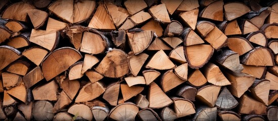 Wall Mural - Firewood bundles arranged with a white backdrop for a copy space image.