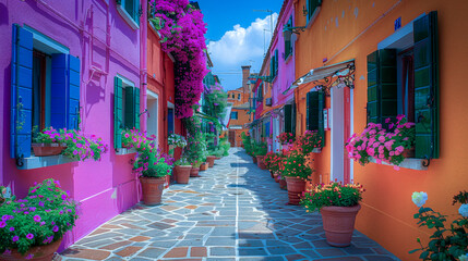 Wall Mural - Colorful streets and colorful houses