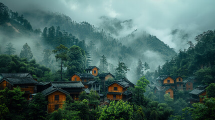 Wall Mural - Traditional village in the mountains