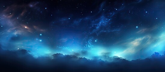 Wall Mural - a person standing at the entrance to the cosmos with vast copy space image.