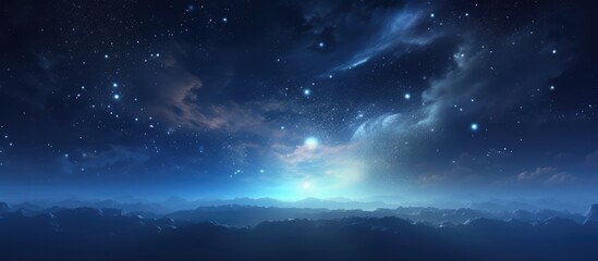 Wall Mural - long exposure photograph of the night sky with a prominent glare in the background, providing ample 