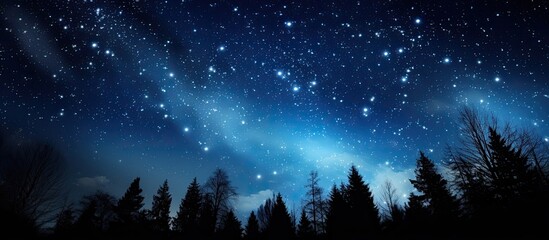 Wall Mural - Photo of a meteor shower captured against a backdrop of a galaxy, providing a stunning copy space image.