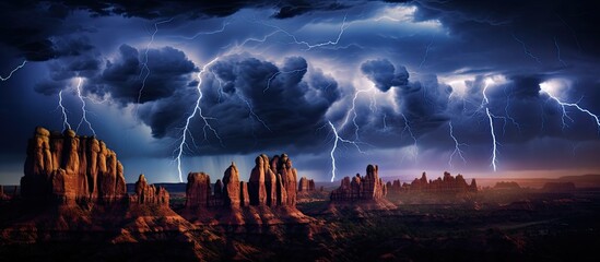 Wall Mural - Stunning night sky with dark Milky Way and shooting stars in Bryce Canyon National Park at Pariah View overlook, featuring captivating copy space image.