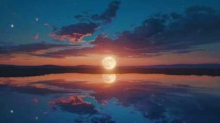 Wall Mural - mesmerizing night sky: clouds reflecting in tranquil waters