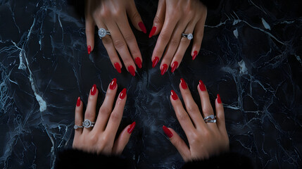 Canvas Print -  red painted nails