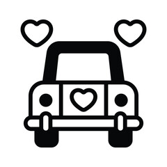 Wall Mural - Wedding car with heart, ready to use and download